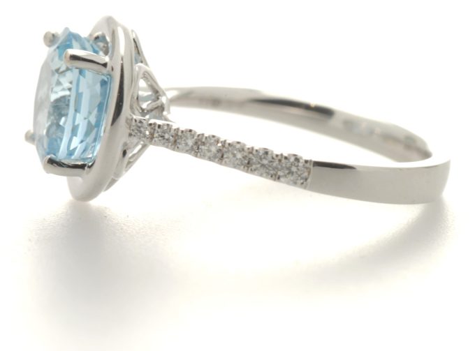 Aquamarine and Diamond 18 Carat Gold Ring