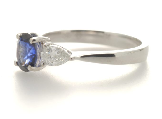 Sapphire and Diamond Three Stone Ring