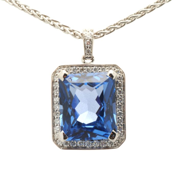 18 Carat Gold Topaz and Diamond Necklace