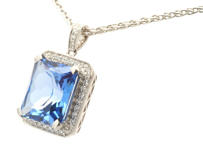 18 Carat Gold Topaz and Diamond Necklace