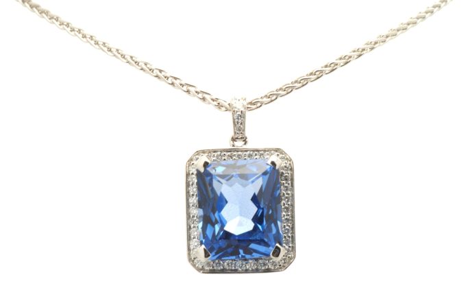 18 Carat Gold Topaz and Diamond Necklace