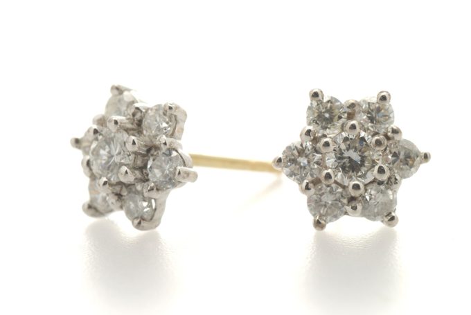 Diamond Daisy Cluster Stud Earrings