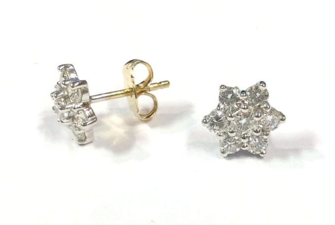 Diamond Daisy Cluster Stud Earrings
