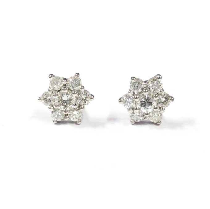 Diamond Daisy Cluster Stud Earrings