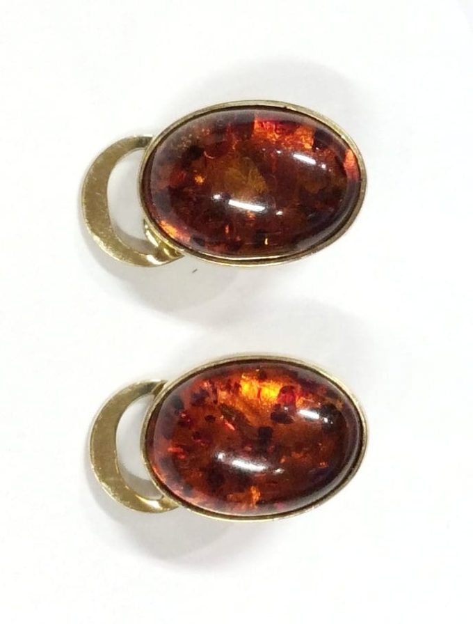 9 Carat Gold Amber Clip Earrings