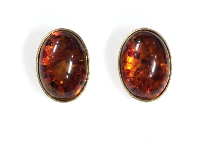 9 Carat Gold Amber Clip Earrings