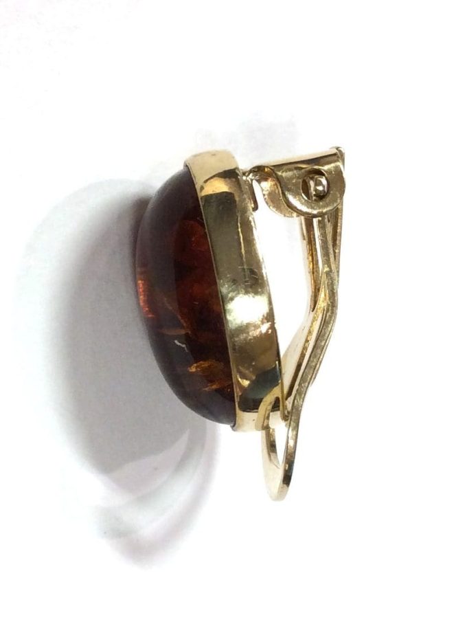 9 Carat Gold Amber Clip Earrings