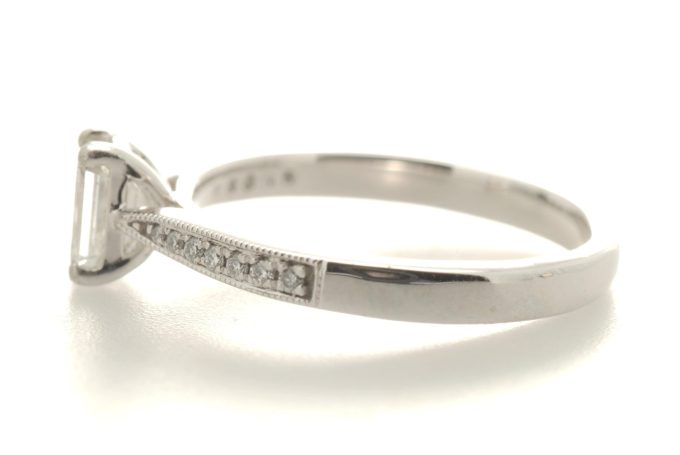 Platinum Emerald Cut Diamond Solitaire Ring