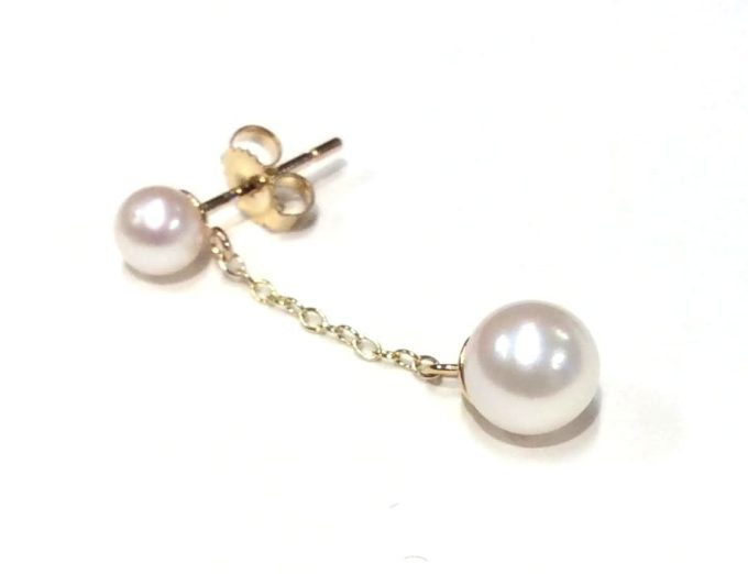 Gold and Pearl Chain Drop Earrings