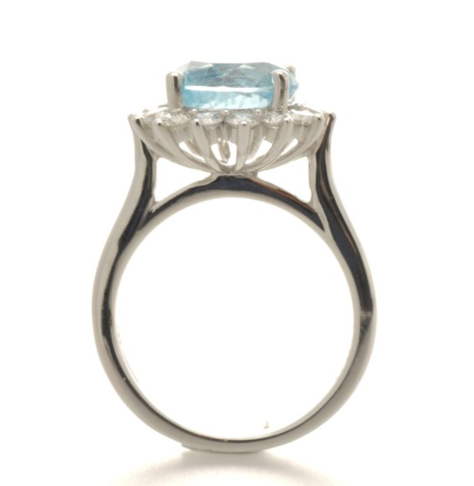 Aquamarine Round Cluster Ring