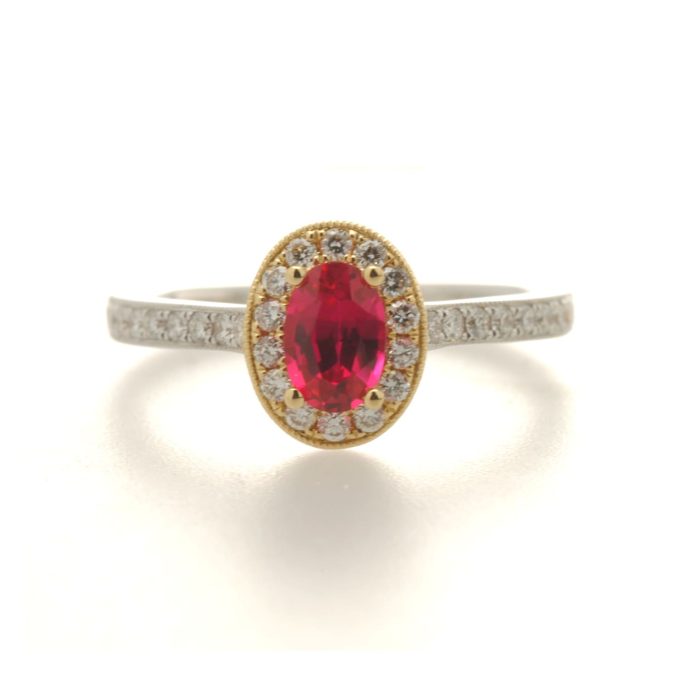 Ruby and Diamond Halo Solitaire