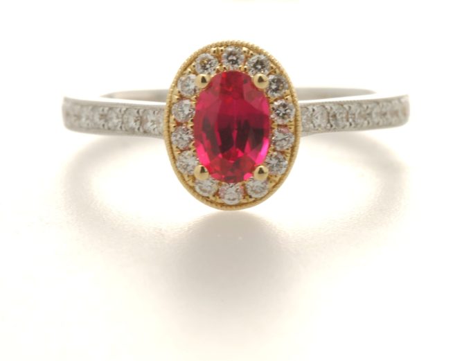 Ruby and Diamond Halo Solitaire