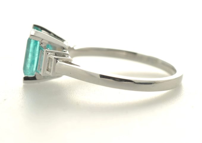 Emerald and Diamond Platinum Ring