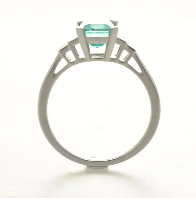 Emerald and Diamond Platinum Ring
