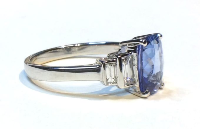 Sapphire and Diamond Deco Style Ring