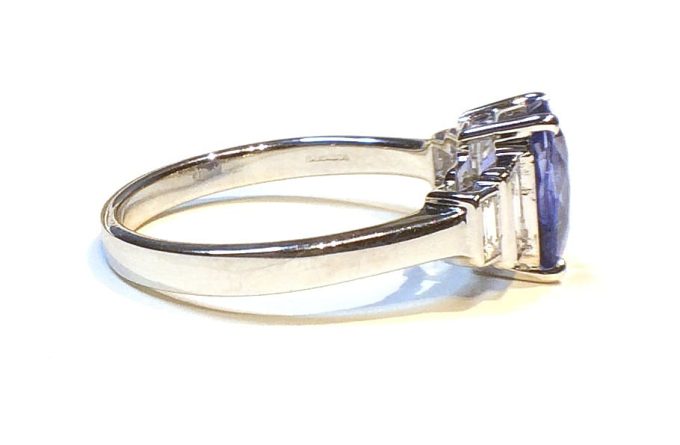 Sapphire and Diamond Deco Style Ring