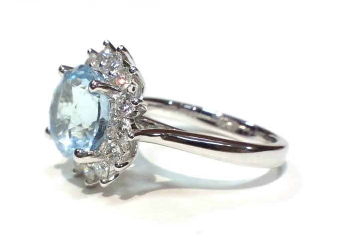Aquamarine Round Cluster Ring