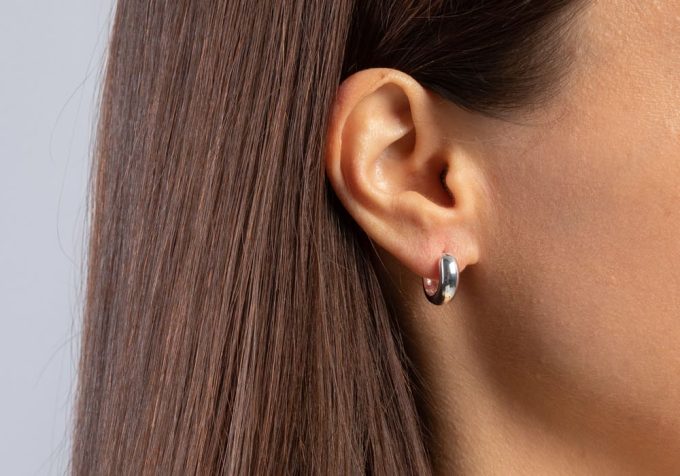 Bastian Polished Silver Huggie Earrings