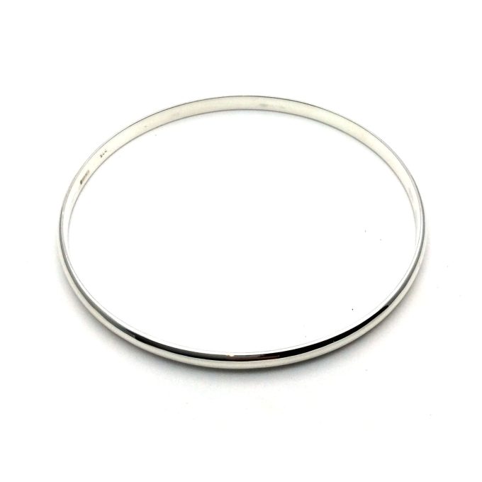 Solid Silver 4mm Round Bangle