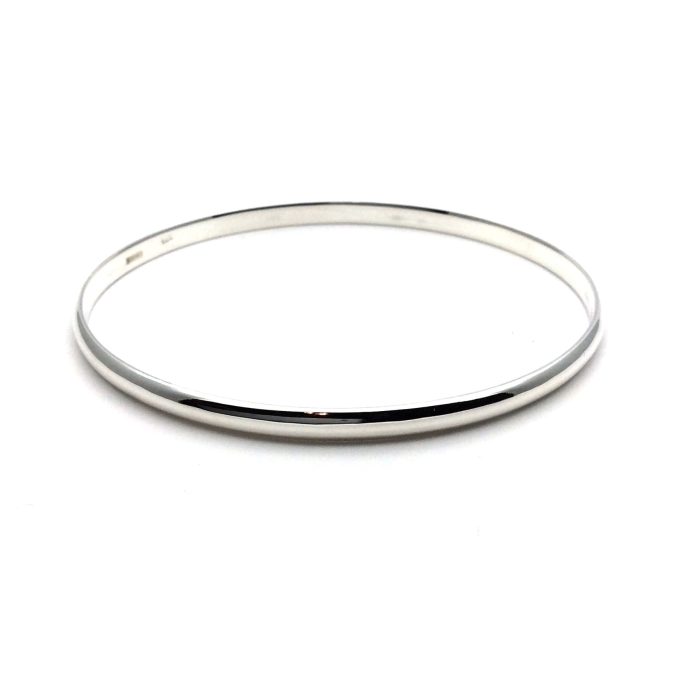 Solid Silver 4mm Round Bangle