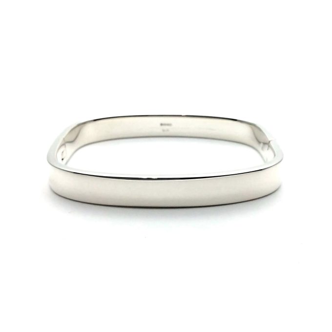 Squared Silver Hinged Bangle