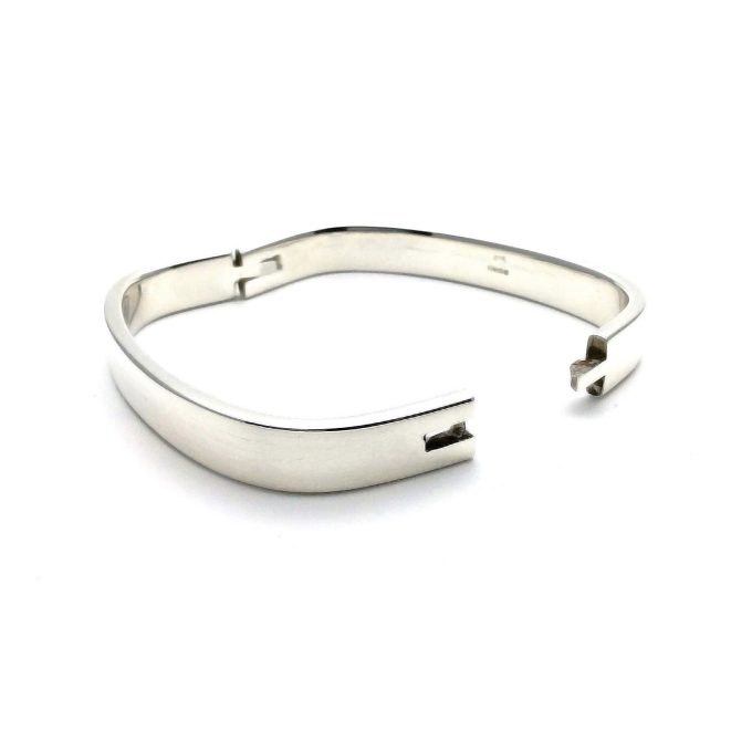 Squared Silver Hinged Bangle