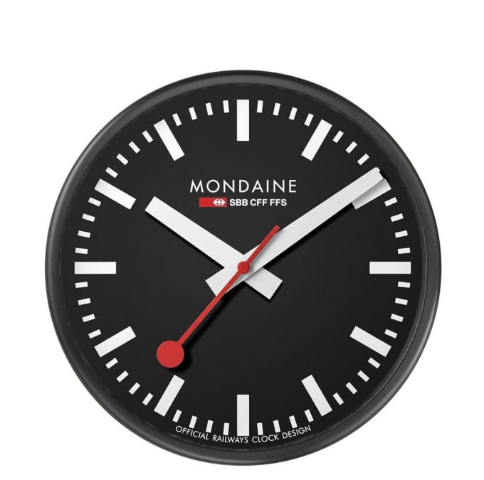 Mondaine Black Wall Clock 25cm