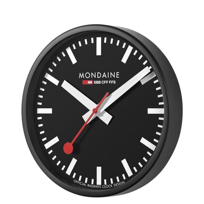 Mondaine Black Wall Clock 25cm