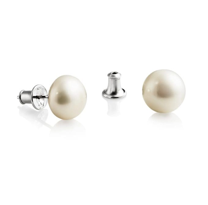 Jersey Pearl Large White Stud Earrings