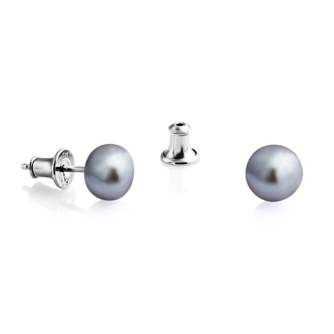 Jersey Pearl 7mm Silver Pearl Stud Earrings