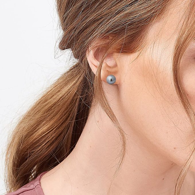 Jersey Pearl 7mm Silver Pearl Stud Earrings