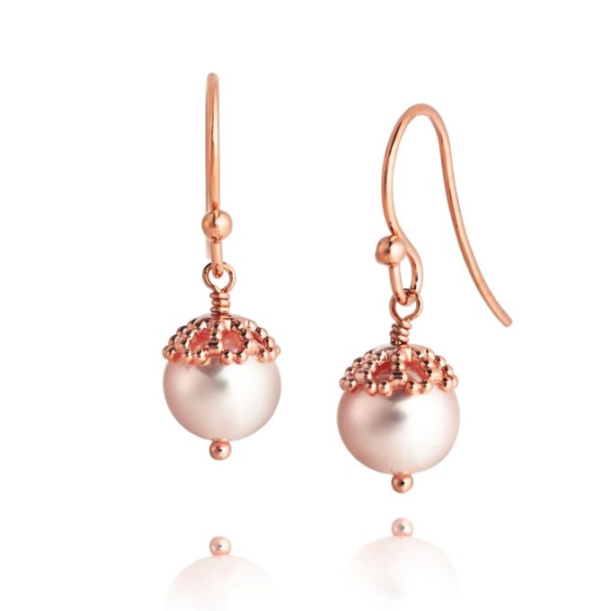 Jersey Pearl Emma Kate Rose Gold Drop Earrings