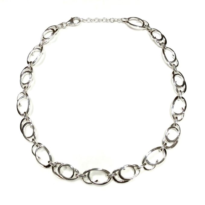 Silver Scroll Link Necklace