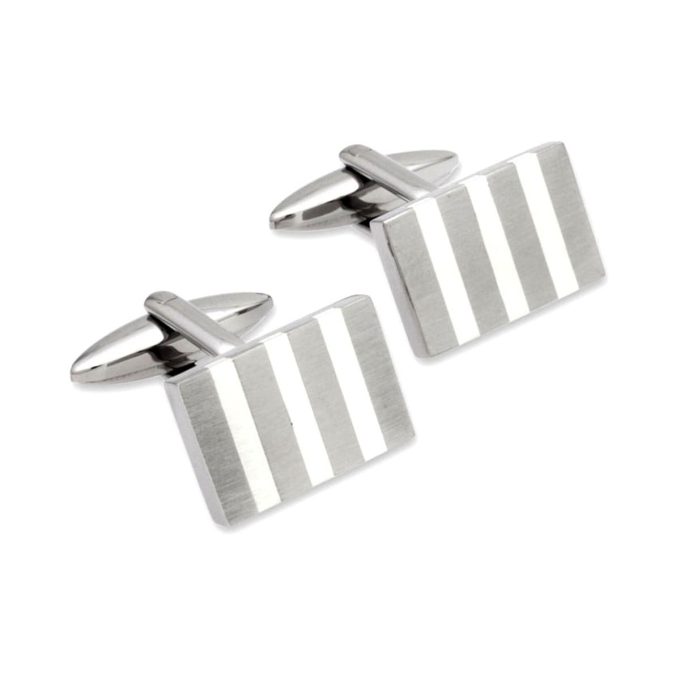 Stainless Steel & Silver Inlay Cufflinks