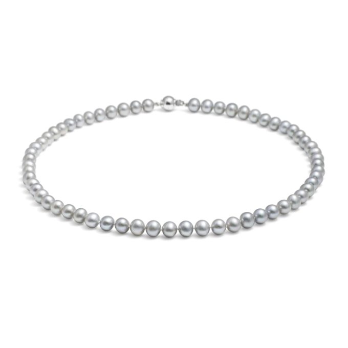 Silver Tone Pearl Necklace by Jersey Pearl
