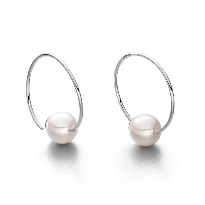 Eva Strepp Silver and Pearl Hoop Earrings