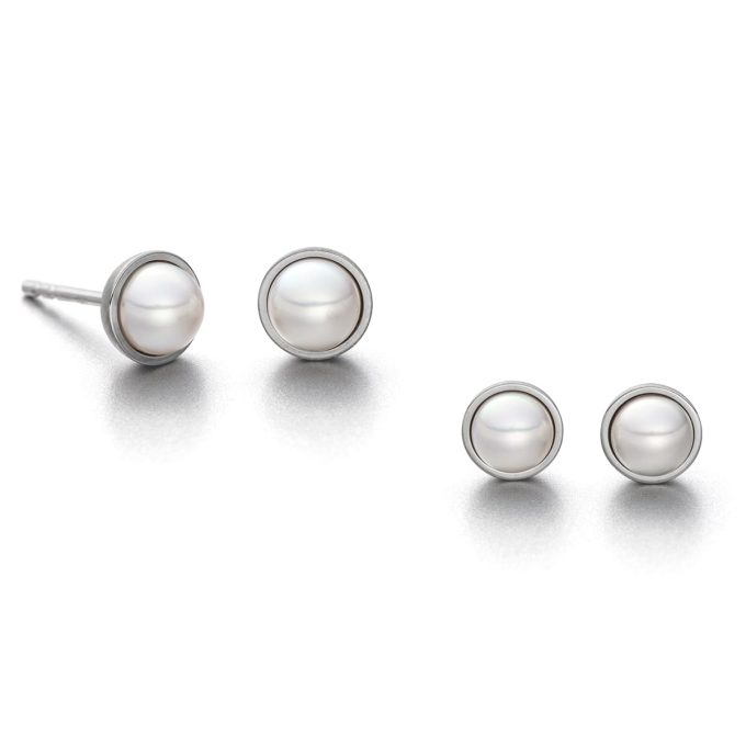 Eva Strepp Silver Lina Pearl Stud Earrings