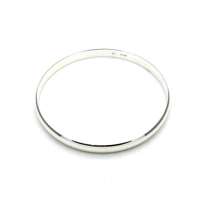 Solid Round 6mm Silver Bangle