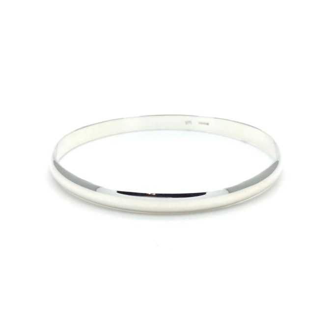 Solid Round 6mm Silver Bangle