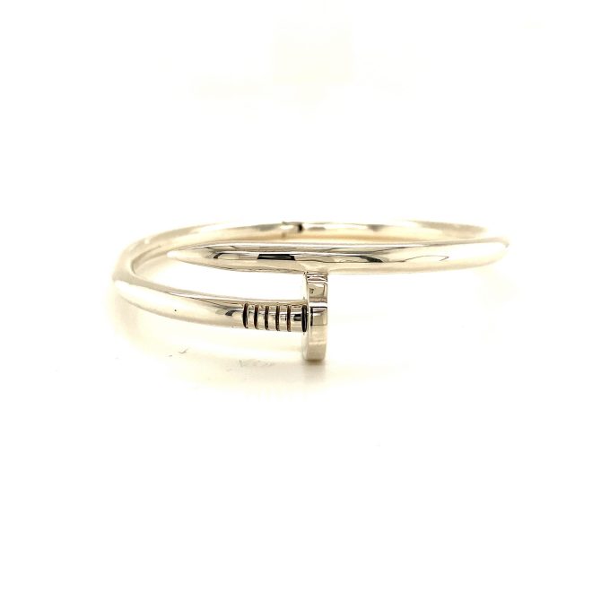 Silver Nail Hinged Bangle