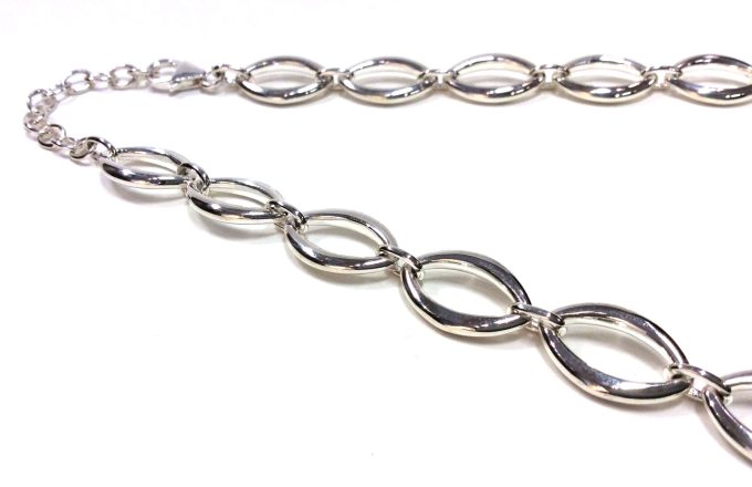 Silver Navette Link Necklace