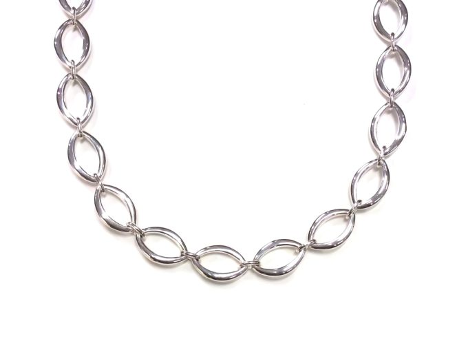 Silver Navette Link Necklace