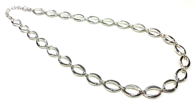 Silver Navette Link Necklace