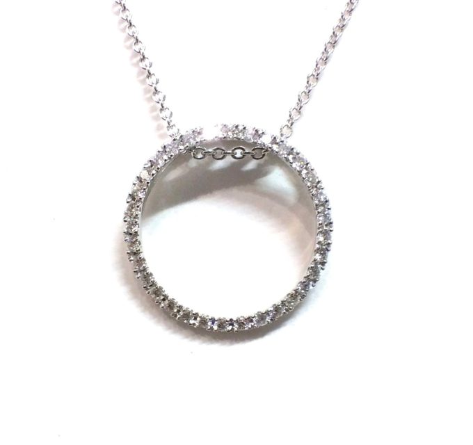 Diamond Pave Hoop Pendant Necklace