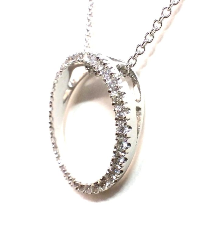 Diamond Pave Hoop Pendant Necklace