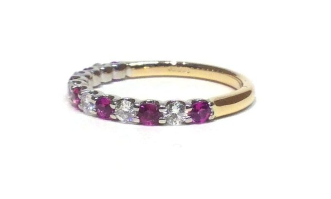 Ruby and Diamond Half Eternity Ring