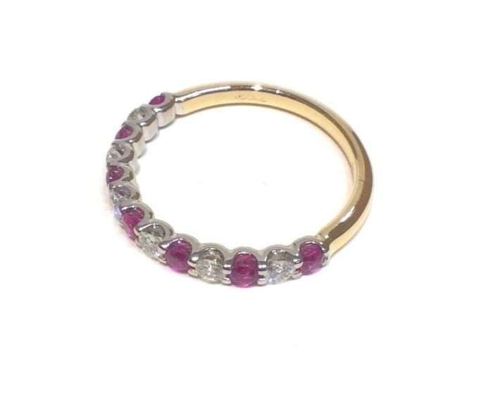 Ruby and Diamond Half Eternity Ring