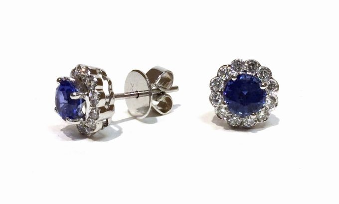 Sapphire and Diamond Stud Earrings