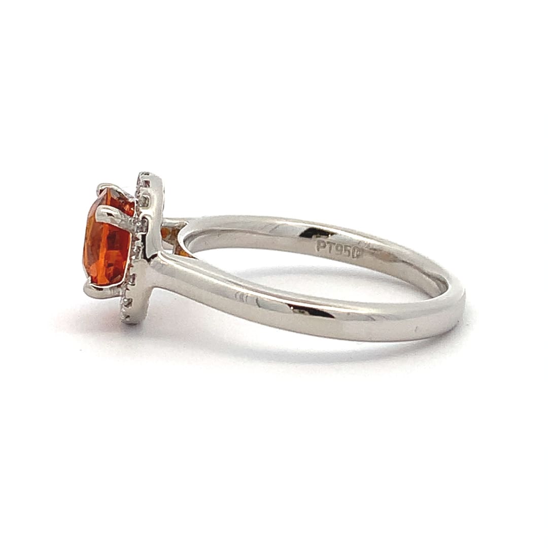 Platinum Citrine and Diamond Halo Ring