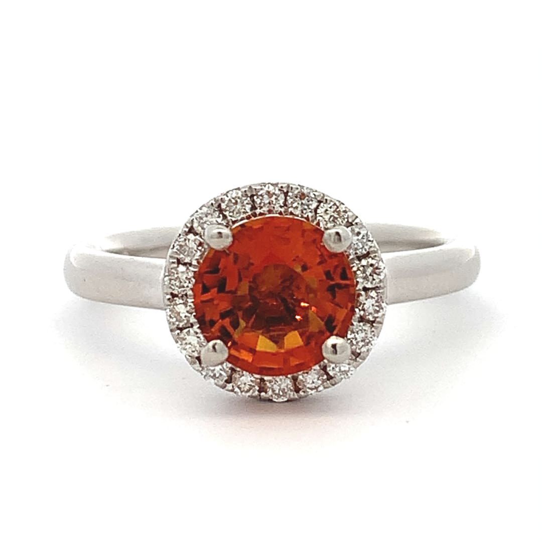 Platinum Citrine and Diamond Halo Ring